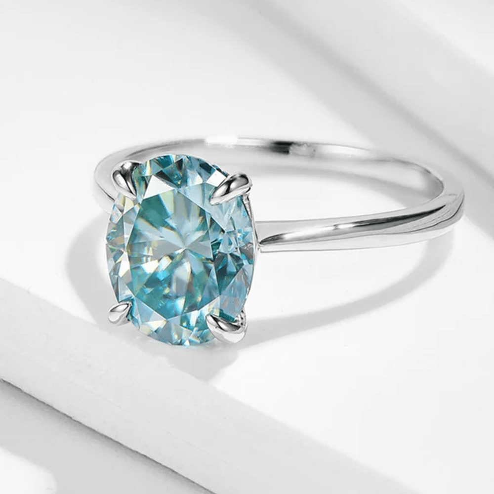 Oval Cut Moissanite Solitaire Engagement Ring